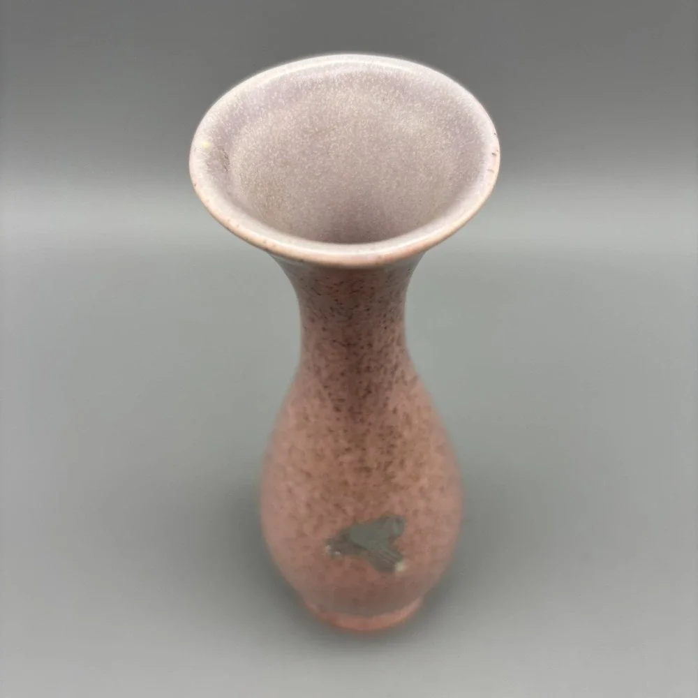 Red Wing USA Ceramic Pottery Bud Vase Pink Art Deco‎ Style Speckled